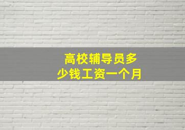 高校辅导员多少钱工资一个月