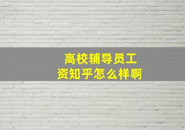 高校辅导员工资知乎怎么样啊