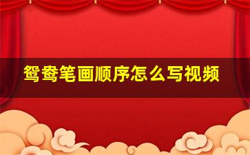 鸳鸯笔画顺序怎么写视频