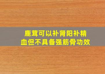 鹿茸可以补肾阳补精血但不具备强筋骨功效