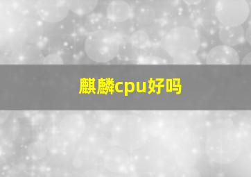 麒麟cpu好吗