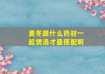 麦冬跟什么药材一起煲汤才最搭配啊