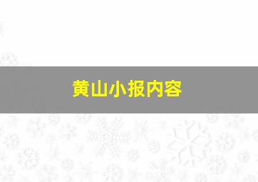 黄山小报内容