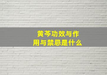 黄芩功效与作用与禁忌是什么