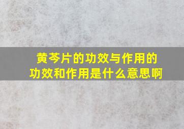 黄芩片的功效与作用的功效和作用是什么意思啊