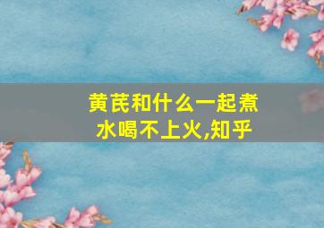 黄芪和什么一起煮水喝不上火,知乎