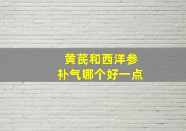 黄芪和西洋参补气哪个好一点