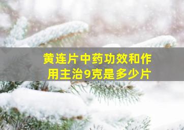 黄连片中药功效和作用主治9克是多少片