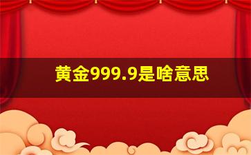 黄金999.9是啥意思