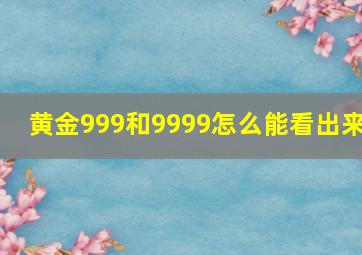 黄金999和9999怎么能看出来