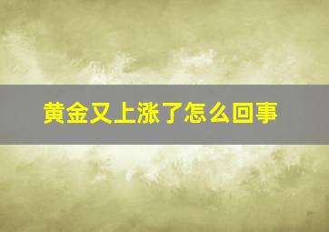 黄金又上涨了怎么回事