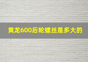 黄龙600后轮螺丝是多大的