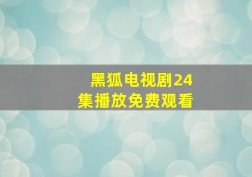 黑狐电视剧24集播放免费观看