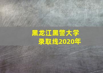 黑龙江黑警大学录取线2020年