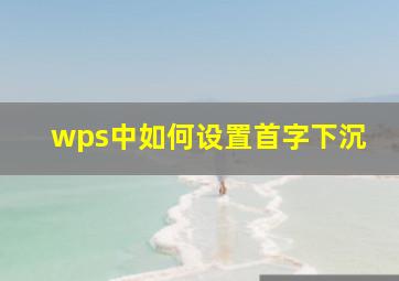 wps中如何设置首字下沉