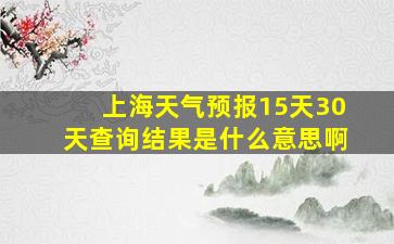 上海天气预报15天30天查询结果是什么意思啊