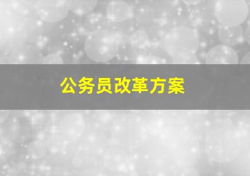 公务员改革方案