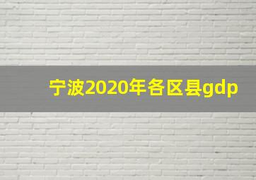 宁波2020年各区县gdp